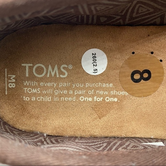 Toms Men's Aztec Print Classic Canvas Slip-On Shoes Size 8 - Picture 10 of 10